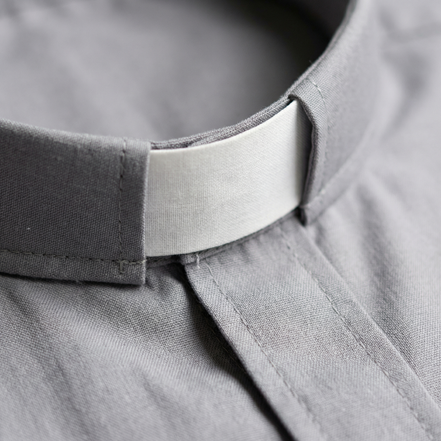 Clergy Shirt - Grey or Black - Easy Care Two Pocket Long Sleeve - 65% Poly / 35% Cotton - RJ Toomey