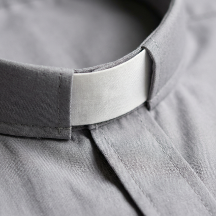Clergy Shirt - Grey or Black - Easy Care Two Pocket Long Sleeve - 65% Poly / 35% Cotton - RJ Toomey
