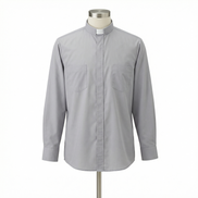 Clergy Shirt - Grey or Black - Easy Care Two Pocket Long Sleeve - 65% Poly / 35% Cotton - RJ Toomey