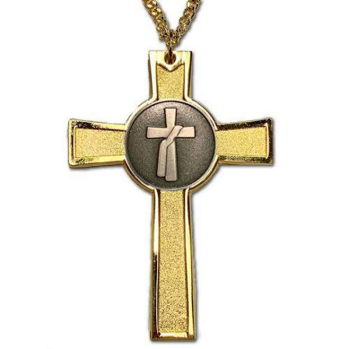 Deacon Cross Pendant with Pewter Medallion and 28