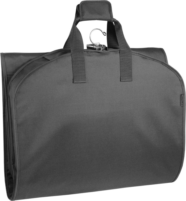 Black WallyBags 60-inch vestment bag folded for carrying