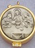 7 Host Pyx - Pewter Last Supper- High Polish with Ring for Neck Cord
