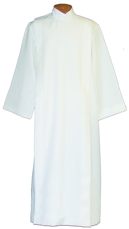 Monks Cloth Textured Polyester Linen Weave Velcro Alb - Button & Ample Size Available