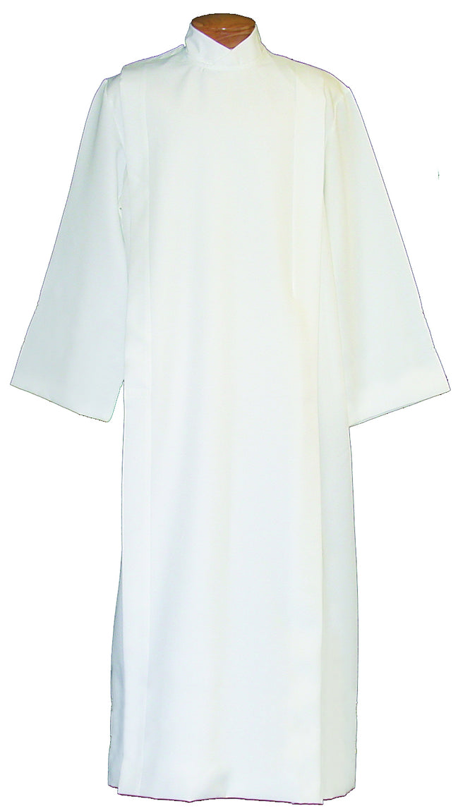 Monks Cloth Textured Polyester Linen Weave Velcro Alb - Button & Ample Size Available