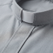 Clergy Shirt - Grey or Black - Easy Care Two Pocket Short Sleeve - 65% Poly / 35% Cotton - RJ Toomey