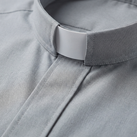Clergy Shirt - Grey or Black - Easy Care Two Pocket Short Sleeve - 65% Poly / 35% Cotton - RJ Toomey