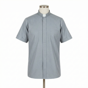 Clergy Shirt - Grey or Black - Easy Care Two Pocket Short Sleeve - 65% Poly / 35% Cotton - RJ Toomey