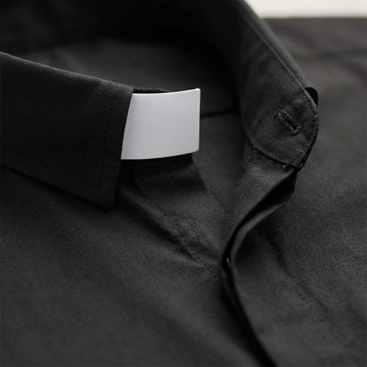 Panama Style Black Clergy Shirt - 65% Poly / 35% Cotton - RJ Toomey