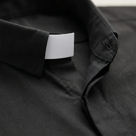 Panama Style Black Clergy Shirt - 65% Poly / 35% Cotton - RJ Toomey