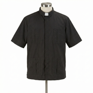 Panama Style Black Clergy Shirt - 65% Poly / 35% Cotton - RJ Toomey