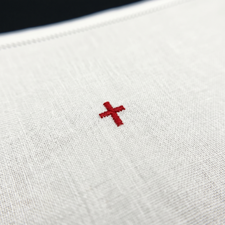 Amice - 100% Pure Linen Hemstitched with Red or White Cross (Optional Extended Ties Available)