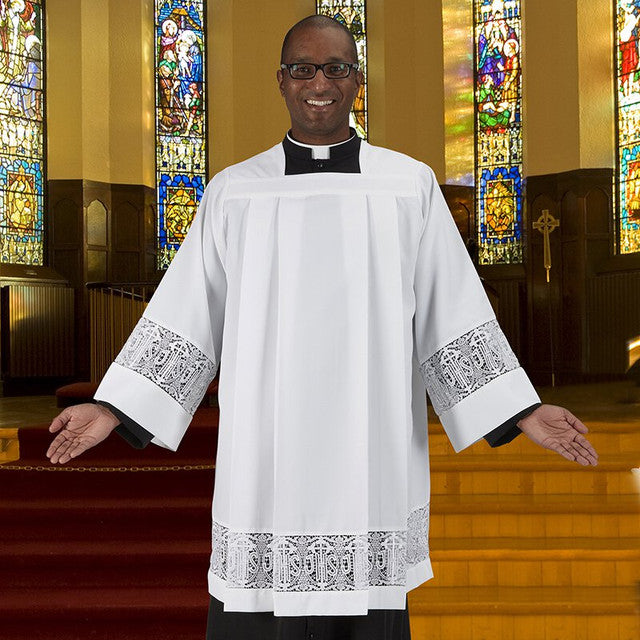 Augustinian Collection Latin Cross with IHS Lace Insert Surplice