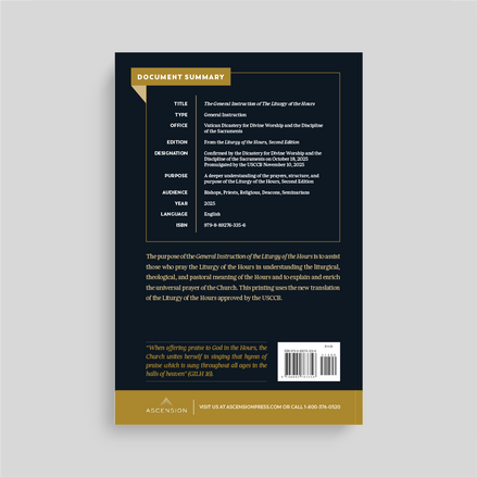 General Instruction of the Liturgy of the Hours paperback back cover