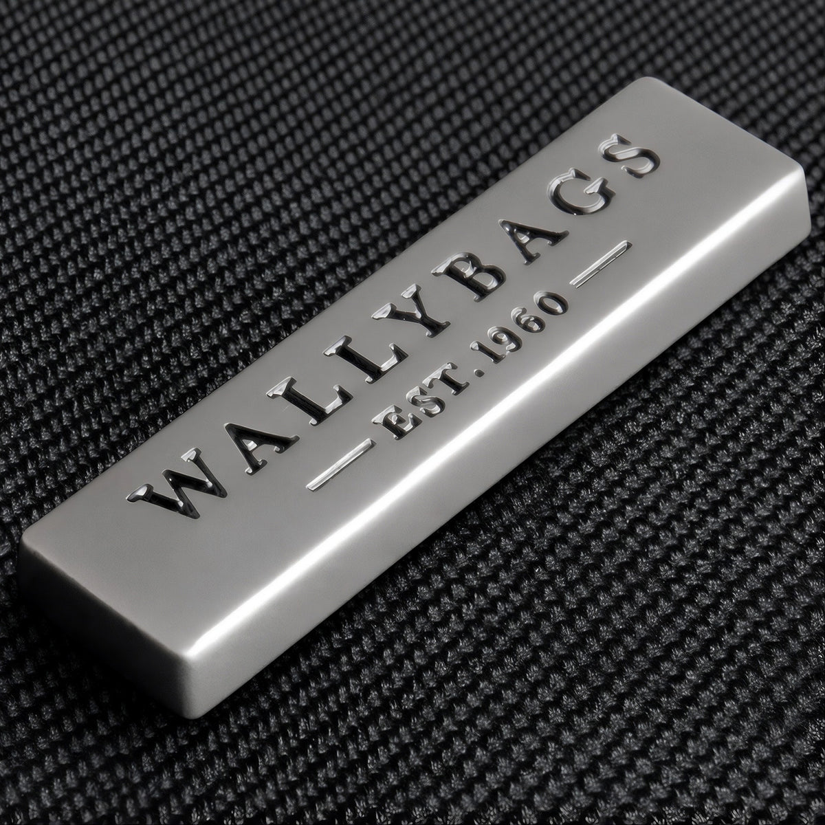 Black protective fabric and WallyBags logo detail