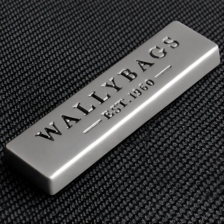 Black protective fabric and WallyBags logo detail
