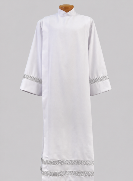 Tropical Weight Embroidered Poly Wool Blend Alb