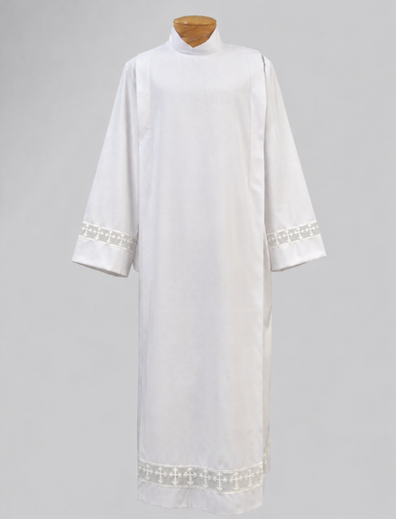 Tropical Weight Embroidered Poly Wool Blend Alb