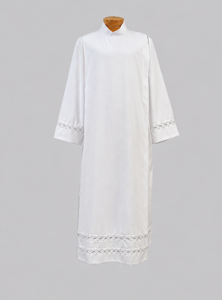 Tropical Weight Embroidered Poly Wool Blend Alb