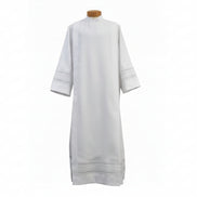 Easy Care Embroidered Eyelet Velcro Alb - Buttons & Ample Cut Sizes Available