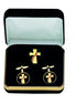 Deacon Cross Cuff Link & Lapel Pin Set