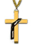 Deacon Cross Pendant Matte Stainless Steel Gold Plated Crossw/High Polish Deacon Stole and 28" Chain