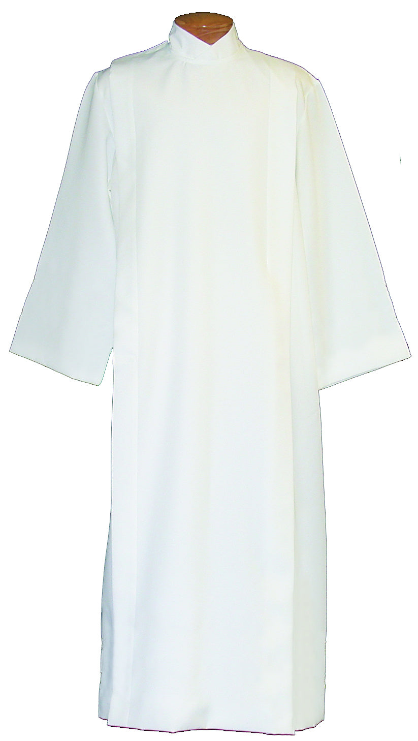 Smooth Silky Poplin Polyester Velcro Alb - Buttons & Ample Sizes Available