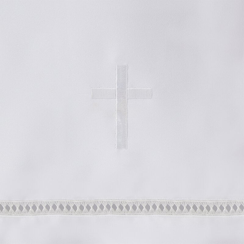 Eyelet Edge Front Wrap Alb with Cross