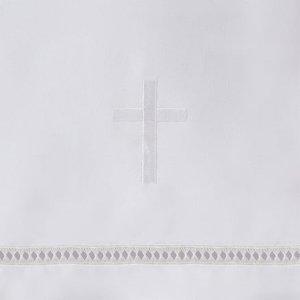 Eyelet Edge Front Wrap Alb with Cross