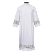 Alpha & Omega Lace Insert Front Wrap Alb