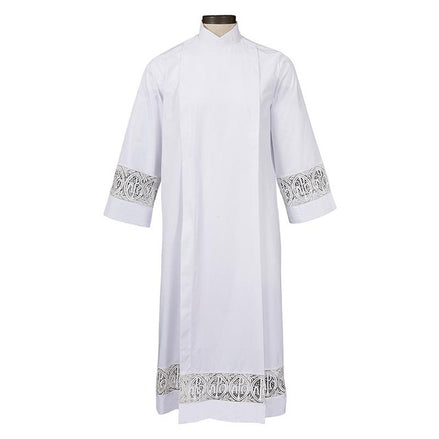 Alpha & Omega Lace Insert Front Wrap Alb