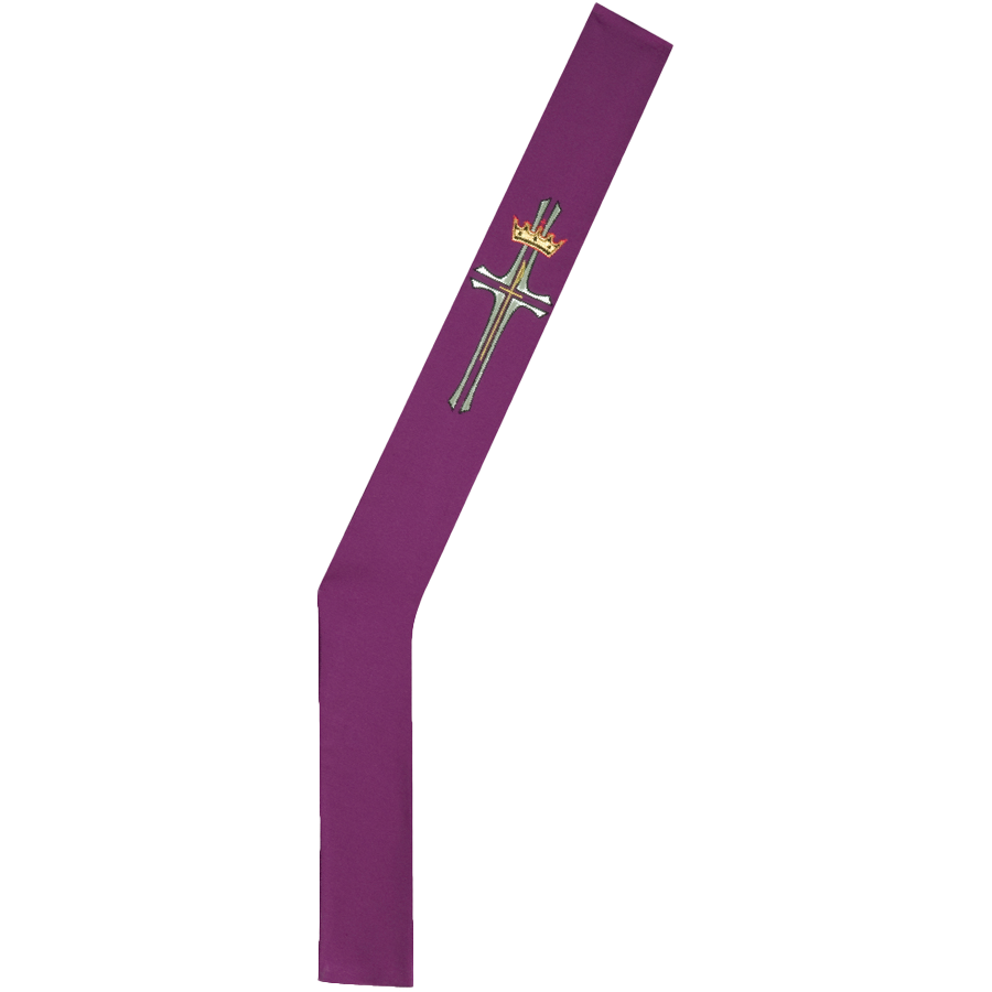 Deacon Embroidered Cross and Crown Stole