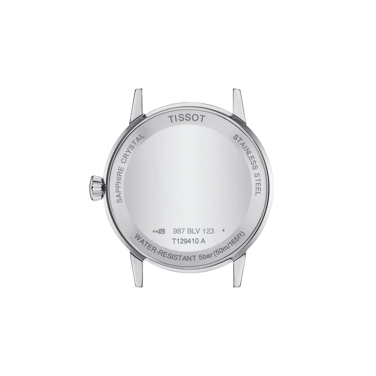 Case back of the Tissot Classic Dream 42mm stainless-steel watch