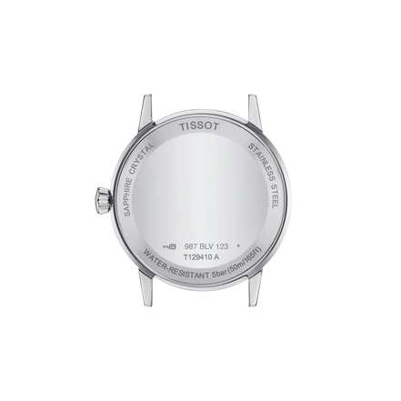 Case back of the Tissot Classic Dream 42mm stainless-steel watch