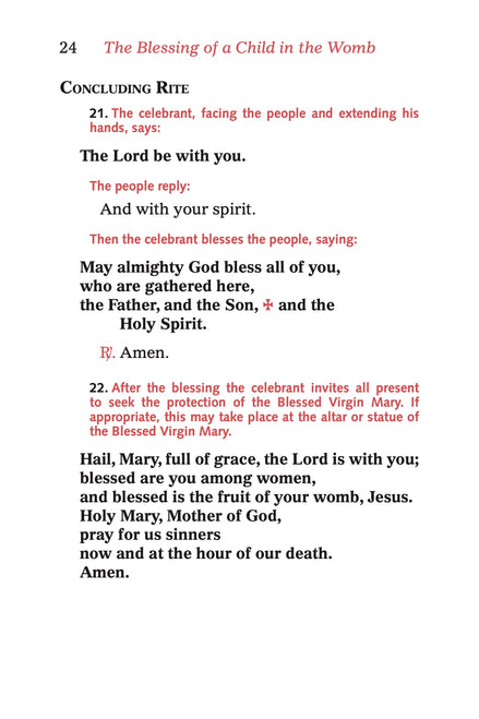 Rite for the Blessing of a Child in the Womb - New 2025 Bilingual Edition