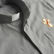 Deacon Cross Clergy Shirt - Grey or Black - Easy Care Two Pocket Short Sleeve - 65% Poly / 35% Cotton - Beau Veste