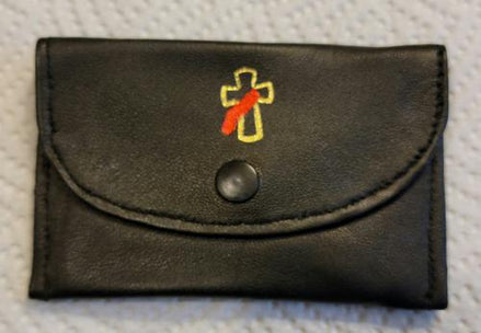 Deacon Cross Genuine Leather Rosary Snap Closure Case