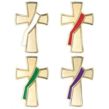 Deacon Cross Lapel Pins - Set of 4 Liturgical Colors