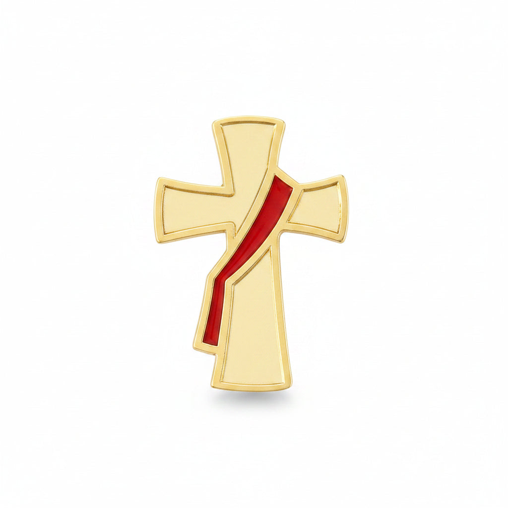 Deacon Cross Lapel Pin with Red Cross