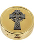 Celtic Cross Design Pyx - Silver Plate - Medium Sized - Brass - Ministerial Quality