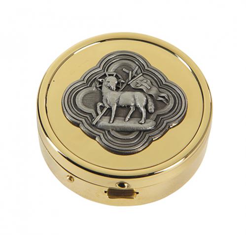 Agnus Dei Design Pyx - Silver Plate - Medium Size - Brass - Ministerial Quality