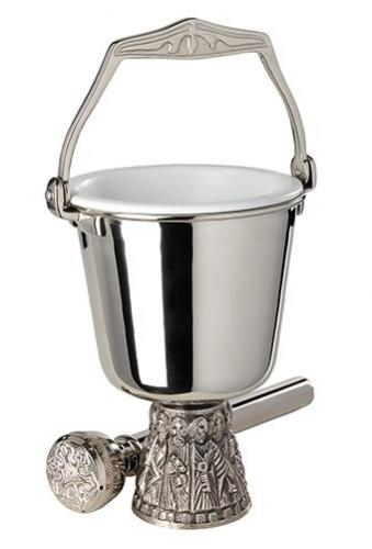 Brass Last Supper Holy Water Pot with Sprinkler for the Deacon or Priest  B3430