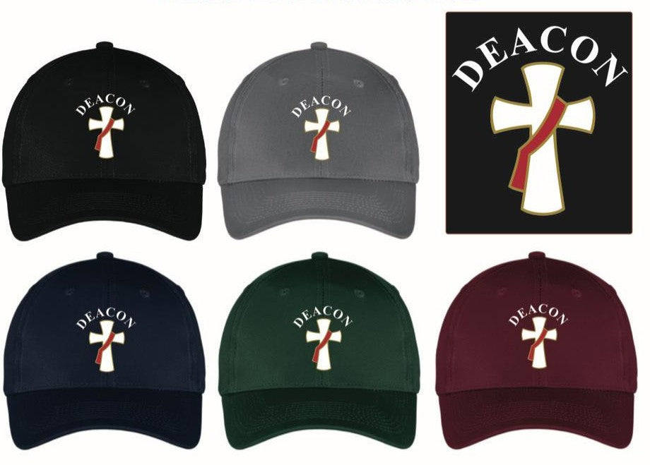 Deacon Cross Baseball Hat - Embroidered Cross & Lettering