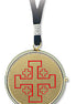 Jerusalem Cross w/ Neck Cord Pyx - Holds 7 Hosts - Brass - Ministerial Quality