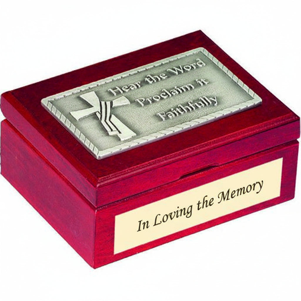 Deacon Cross Engraveable Keepsake Box - 