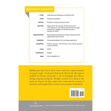 Catechumenal Pathways for Married Life: Pastoral Guidelines for Local Churches