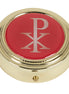 Chi Rho Design Pyx - Epoxy Lid - Medium Size Holds 10 Hosts - Brass - Ministerial Quality