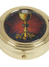 Chalice & Host Design Pyx - Epoxy Lid - Medium Size - Brass - Ministerial Quality