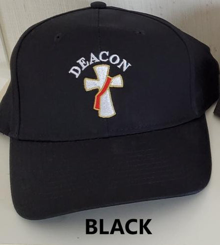 Deacon Cross Baseball Hat - Embroidered Cross & Lettering