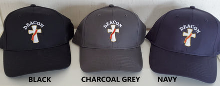 Deacon Cross Baseball Hat - Embroidered Cross & Lettering