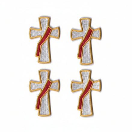 Deacon Cross Iron-on/Sew-on - Embroidered Applique Patches - 4 Pack - Includes Teflon Ironing Sheet